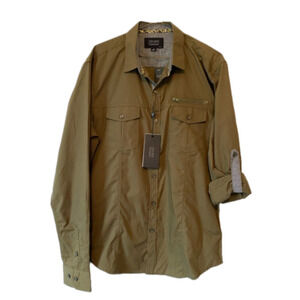 TRIUMPH Over Tragedy Men's Med Shirt Trendy Green Utility Grunge Casual Travel